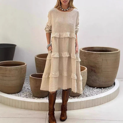 Kvinnors A-Line Klänning Lång Ärmar Polyester-4