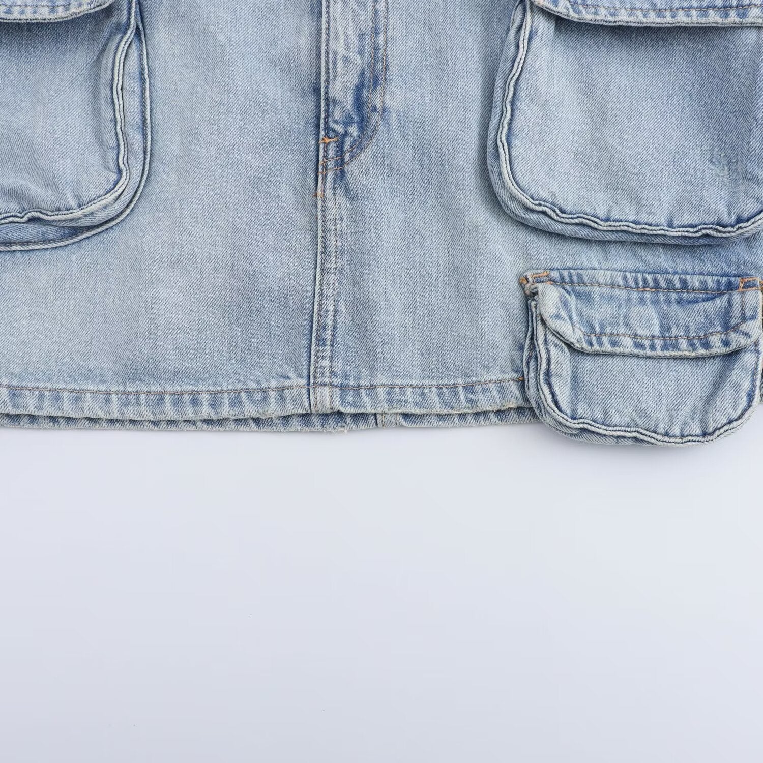 Dam Jeanskjol Figurbetonad Denim Med Sidofickor-4