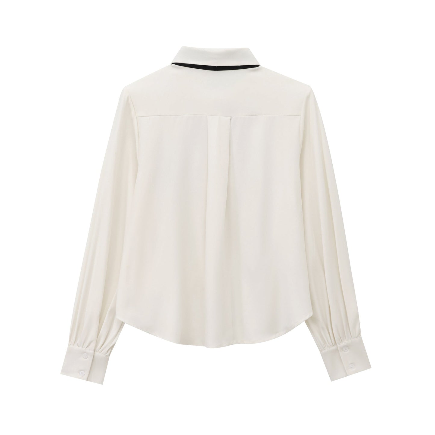 Dam Skjorta Långärmad Revers Polyester Elegant Blus-3