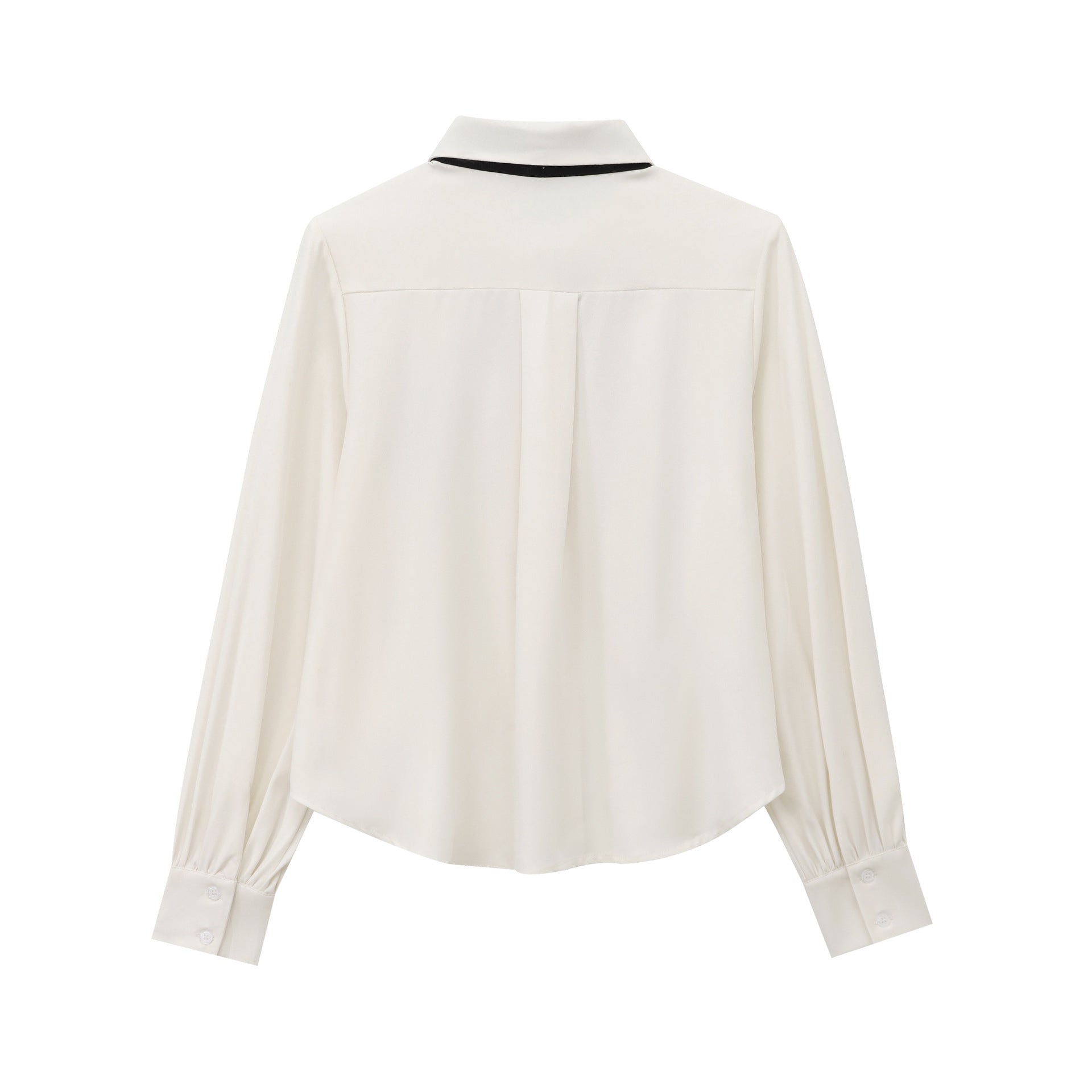 Dam Skjorta Långärmad Revers Polyester Elegant Blus-3