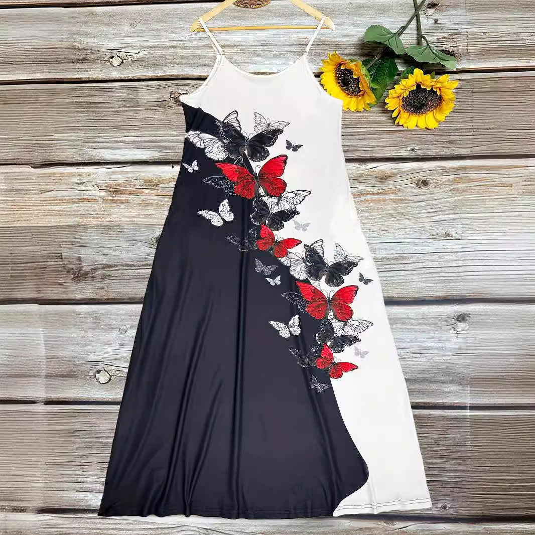 Fina Dam Klänningar Lång Utan Ärmar Digitaltryckt Polyester 6