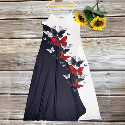 Fina Dam Klänningar Lång Utan Ärmar Digitaltryckt Polyester 6