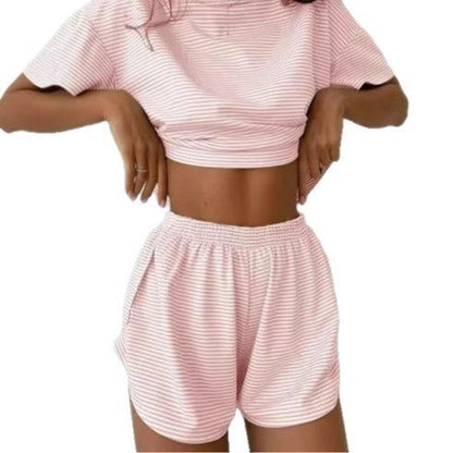 Dam Byxdress Kortärmad Randig Polyester Avslappnad Passform-6