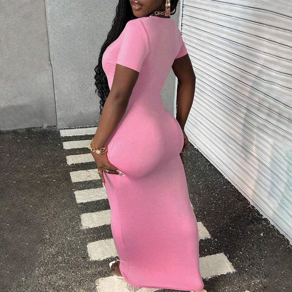 Damklänning Figurformad V-ringning Lång Polyester-3