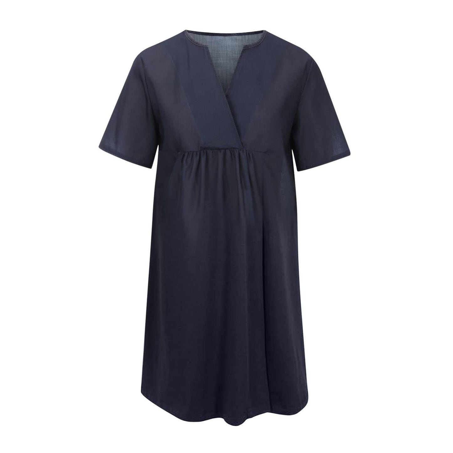 Midiklänning Dam V-Neck Löst Passform A-Linje Polyester – Mörkgrå Midiklänning för Våren och Sommaren 2