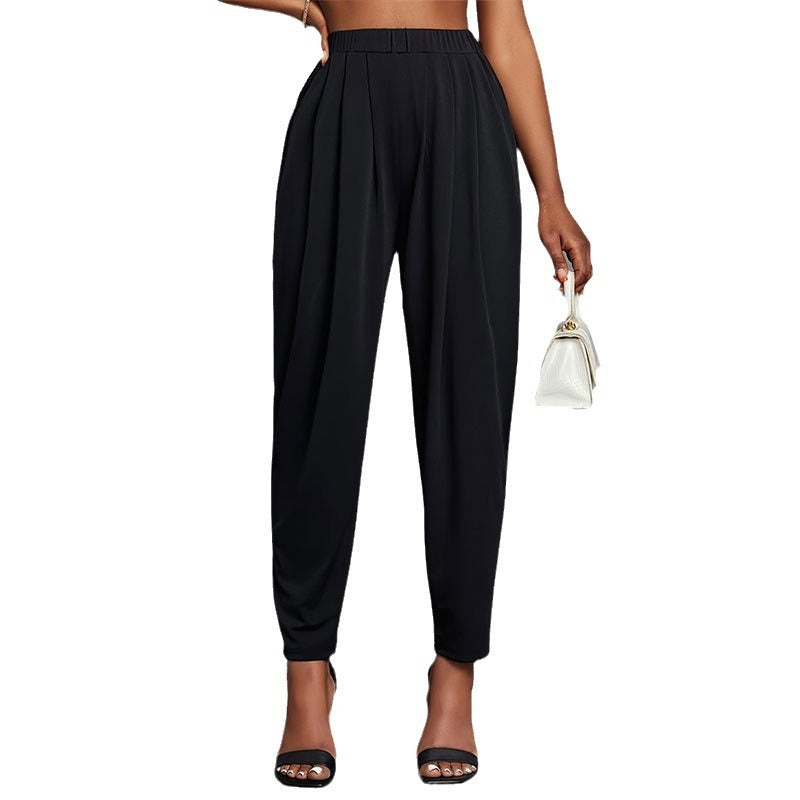 Kvinnor Harembyxor Lös Passform Veckad Design Mjuk Tygblandning 6