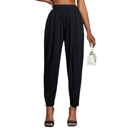 Kvinnor Harembyxor Lös Passform Veckad Design Mjuk Tygblandning 6