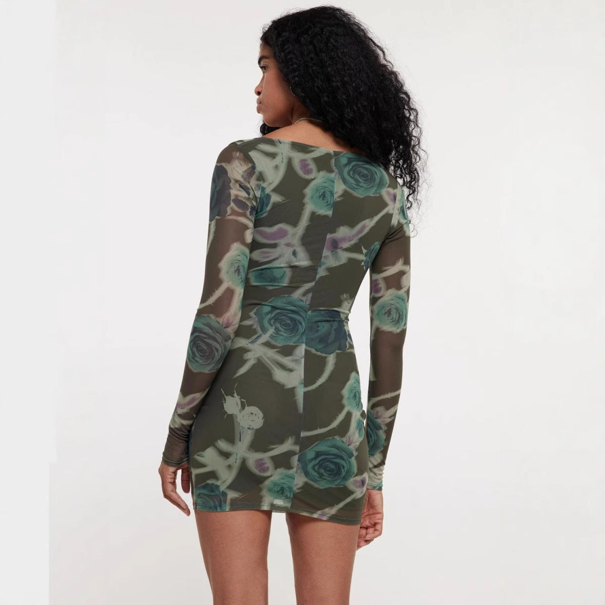 Kvinnors Bodycon Klänning U-ringning Långärmad Polyester-6