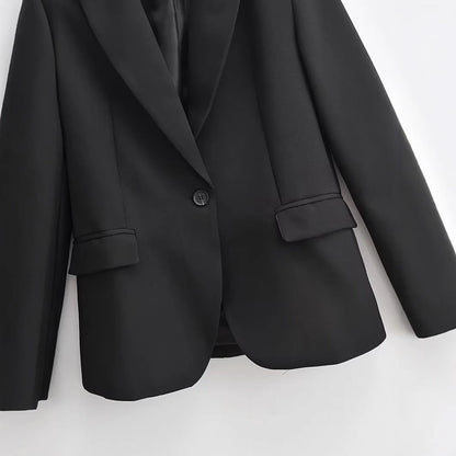 Dam Blazer Modern Snitt Skräddarsydd Polyester med Sidofickor 3
