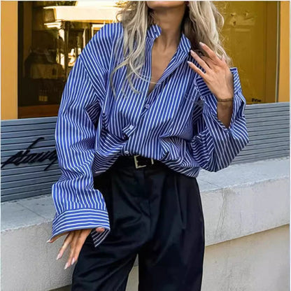 Herrskjorta Randig Polyester Klassisk Cardigan med Knappstängning-2