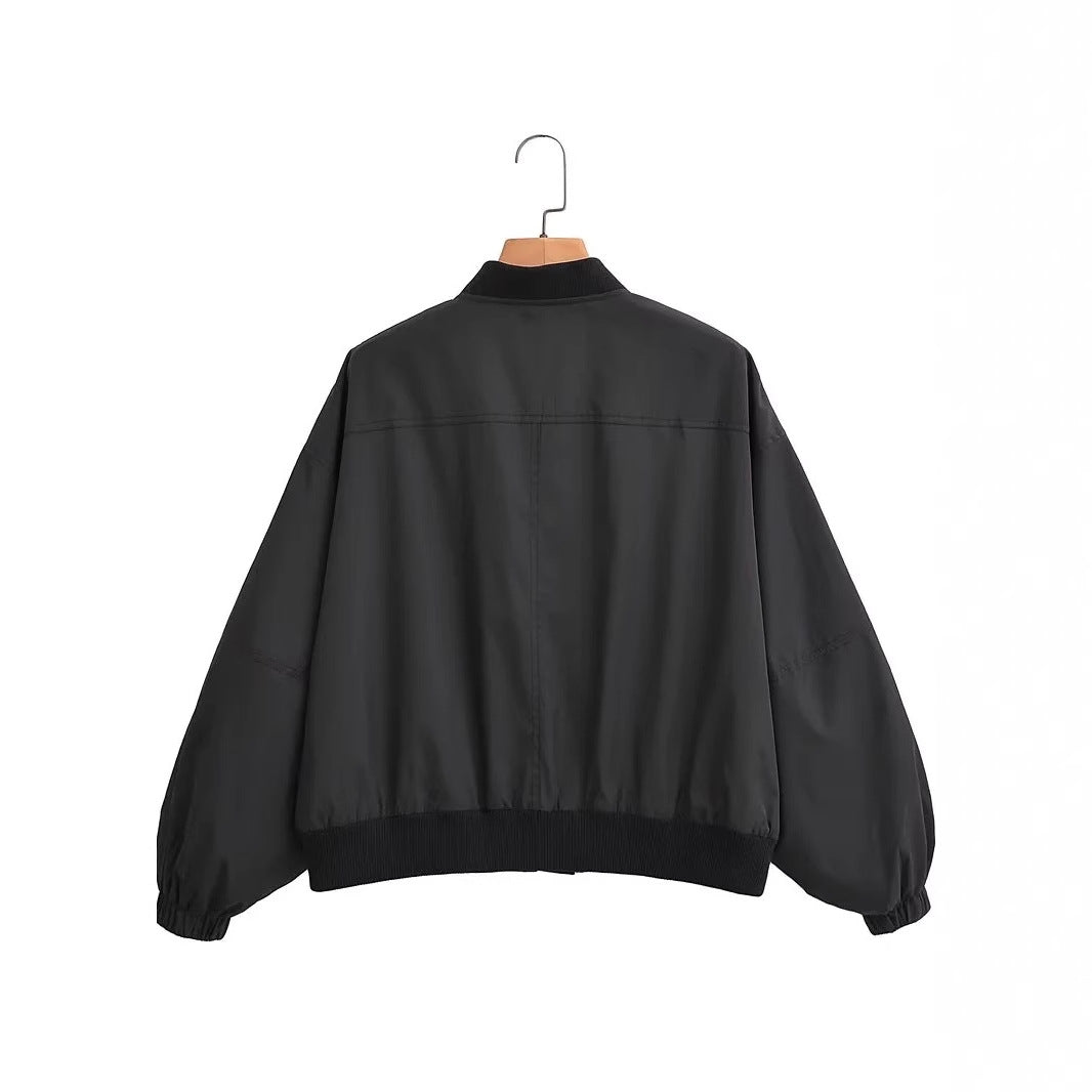 Damjacka Avslappnat Snitt med Fickor Andningsbart Material-2