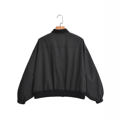 Damjacka Avslappnat Snitt med Fickor Andningsbart Material-2