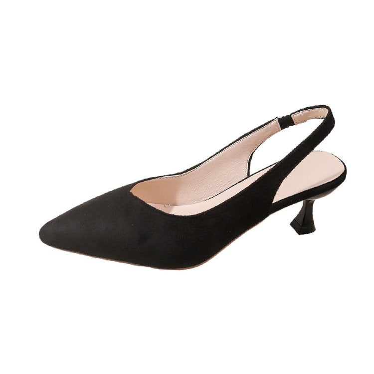 Kvinnor Slingback Skor Spetsig Tå Slät Klack Högkvalitativt Material 8