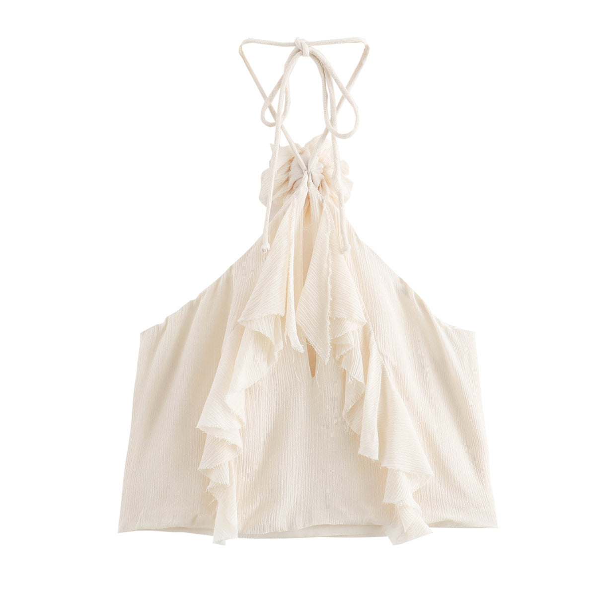 Dam Topp Tredimensionella Blommor Patchwork Polyester-2