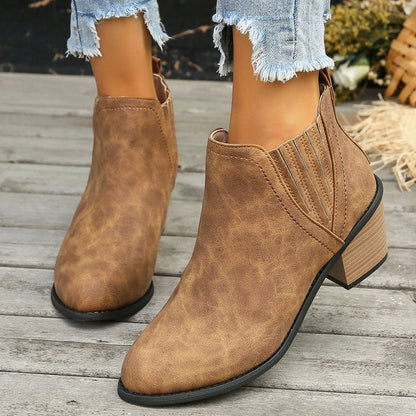 Damfotledsskor Chunky Klackar Vintage Stil PU-4