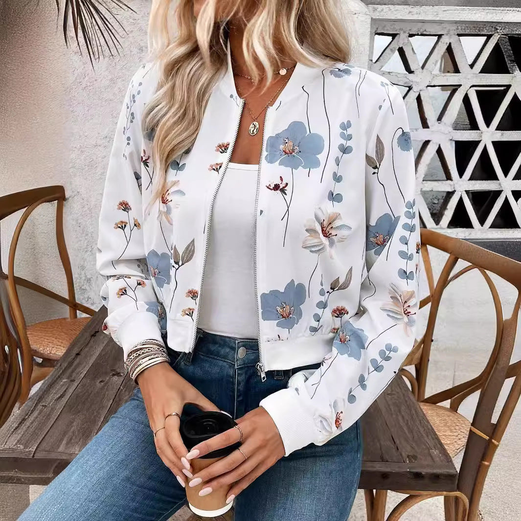 Damjacka Casual Blommigt Mönster Lång Ärmar Handlad Ull-2