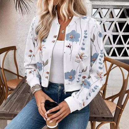 Damjacka Casual Blommigt Mönster Lång Ärmar Handlad Ull-2