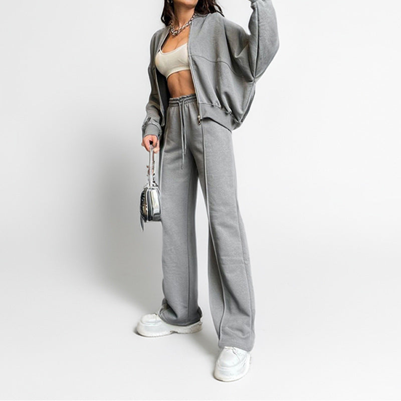Dam Hoodie Set Löst Snörning Polyester-5