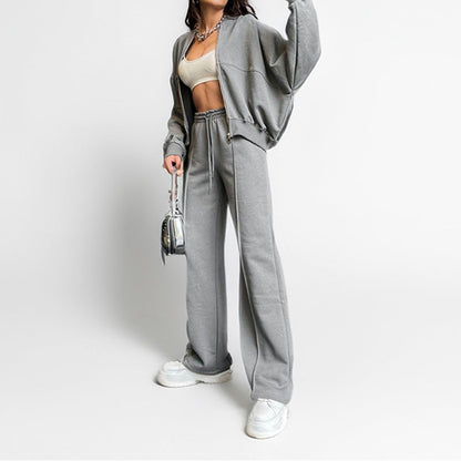Dam Hoodie Set Löst Snörning Polyester-5