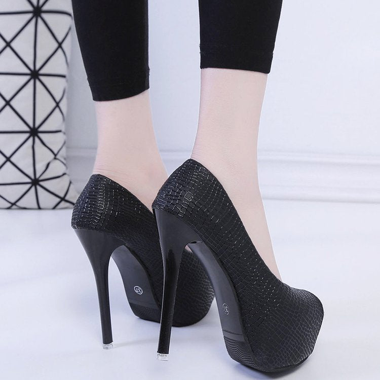 Kvinnor Peep-Toe Pumpar Hög Blockhäl Syntetiskt Läder 4