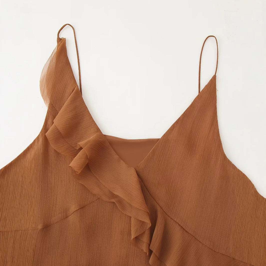 Kvinnor Asymmetrisk Klänning Rüsch Detaljer Lätt Väv 3