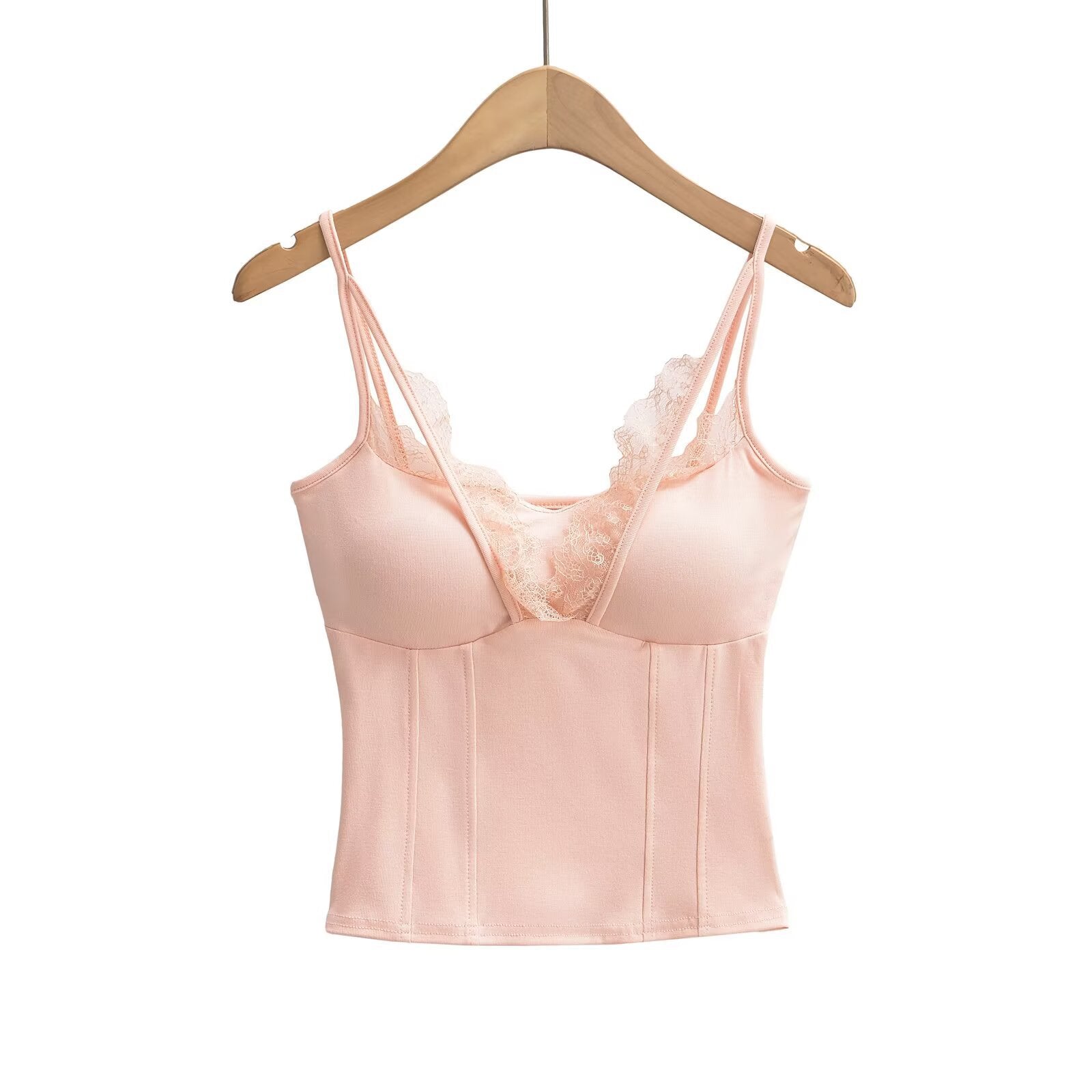 Variant image for Kvinnors Spaghettiband Festtop med Spetsdetaljer Mjuk Blandning-4