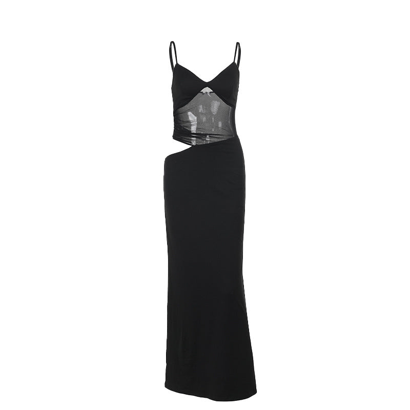 Maxi Klänning Dam Transparent Detalj Flödande Polyester Spandex 6