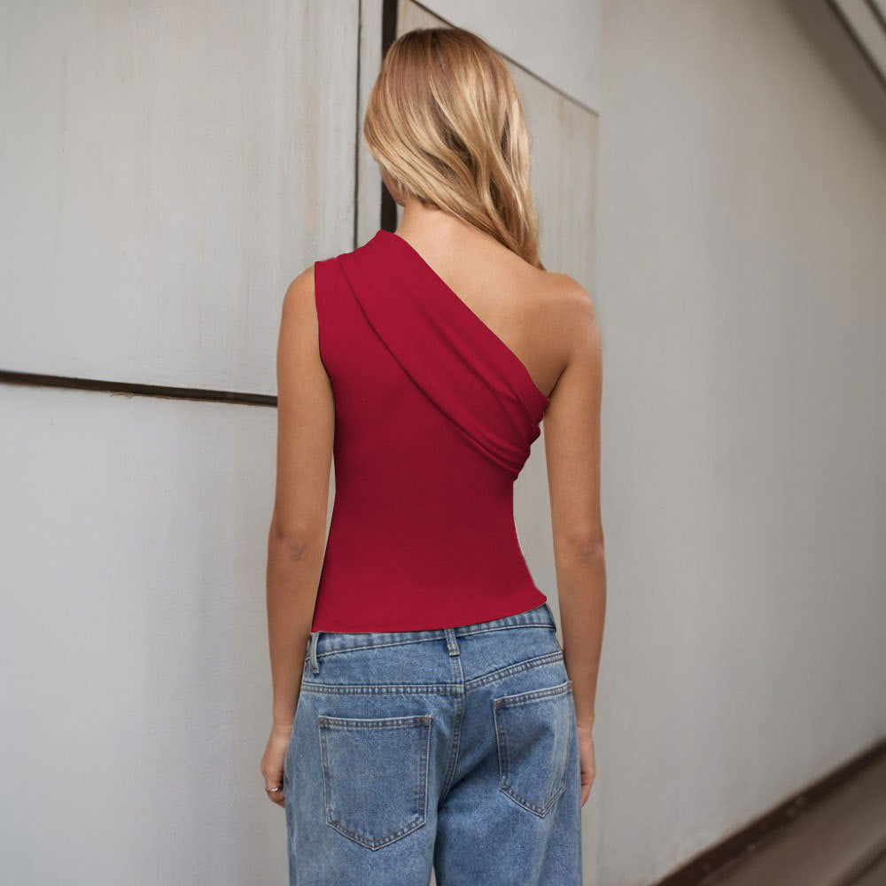 Kvinnor Asymmetrisk Wrap Topp Lätt Tyg 3
