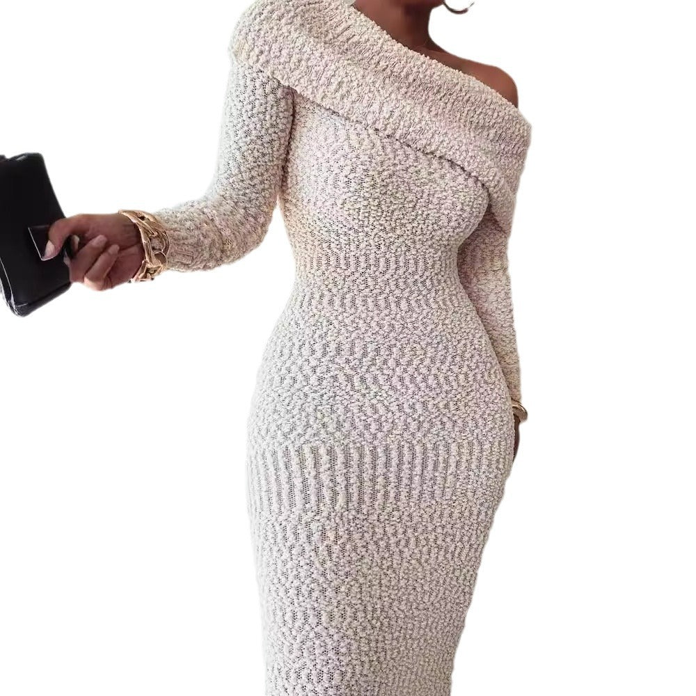Dam Bodycon Klänning Lång Ärmlös Dilon Elegant Stil-6