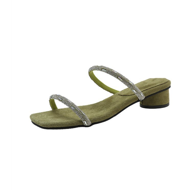 Dam Sandaler Slip-On Glittrande Remmar Blockhäl 8