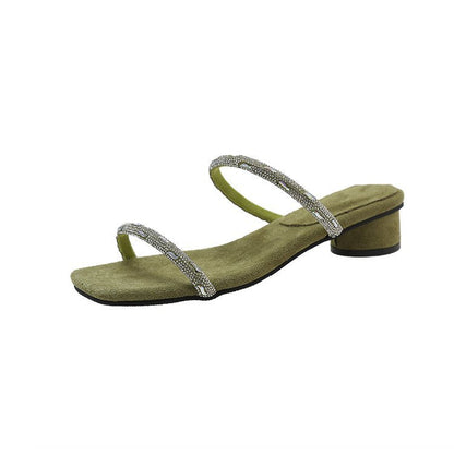 Dam Sandaler Slip-On Glittrande Remmar Blockhäl 8