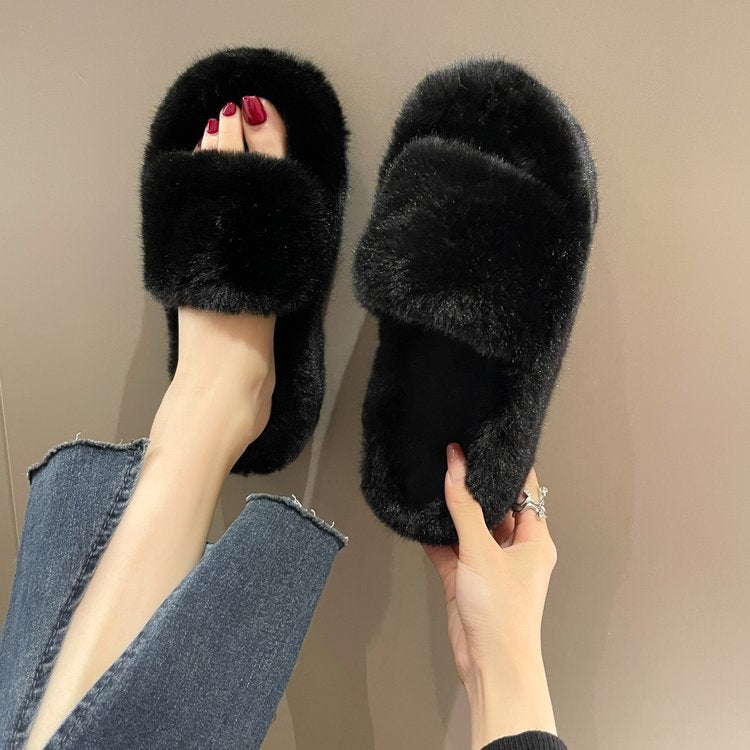 Variant image for Dam Tofflor Fluffiga Mjuka Material med Icke-Slip Gummisula-4