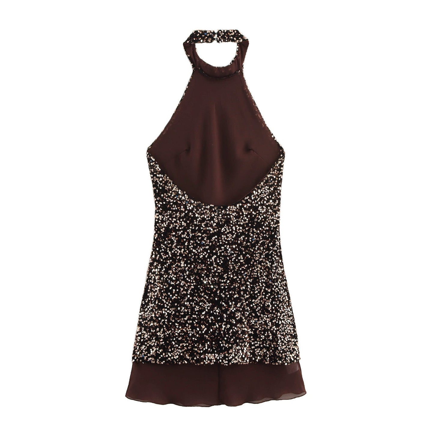 Damklänning Halterneck A-Line Polyester Mini Fina Klänningar-2