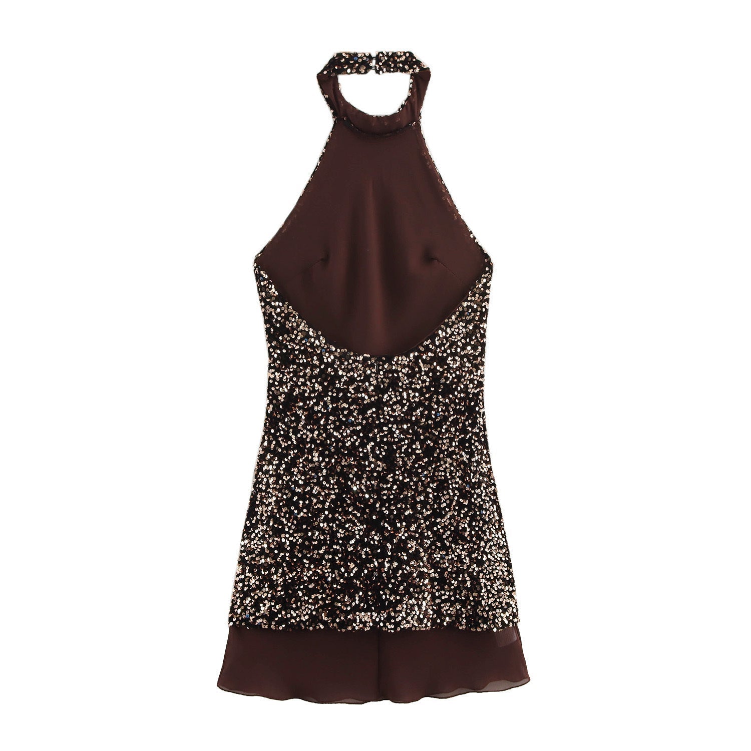 Damklänning Halterneck A-Line Polyester Mini Fina Klänningar-2