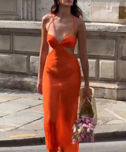 Kvinnors Axellös Klänning Lång Polyester Spandex-1