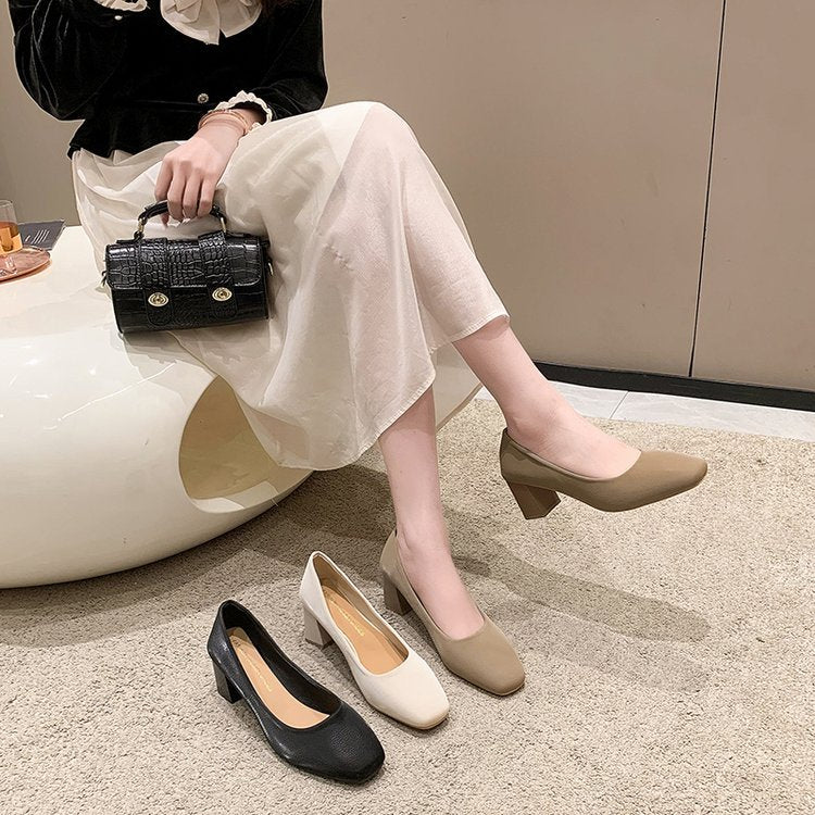 Kvinnors Blockpumps i Klassisk Design Hållbart Material 5