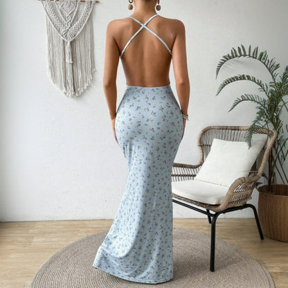 Dam Klänning Blommig Kroppsbetonad Lång Polyester-4