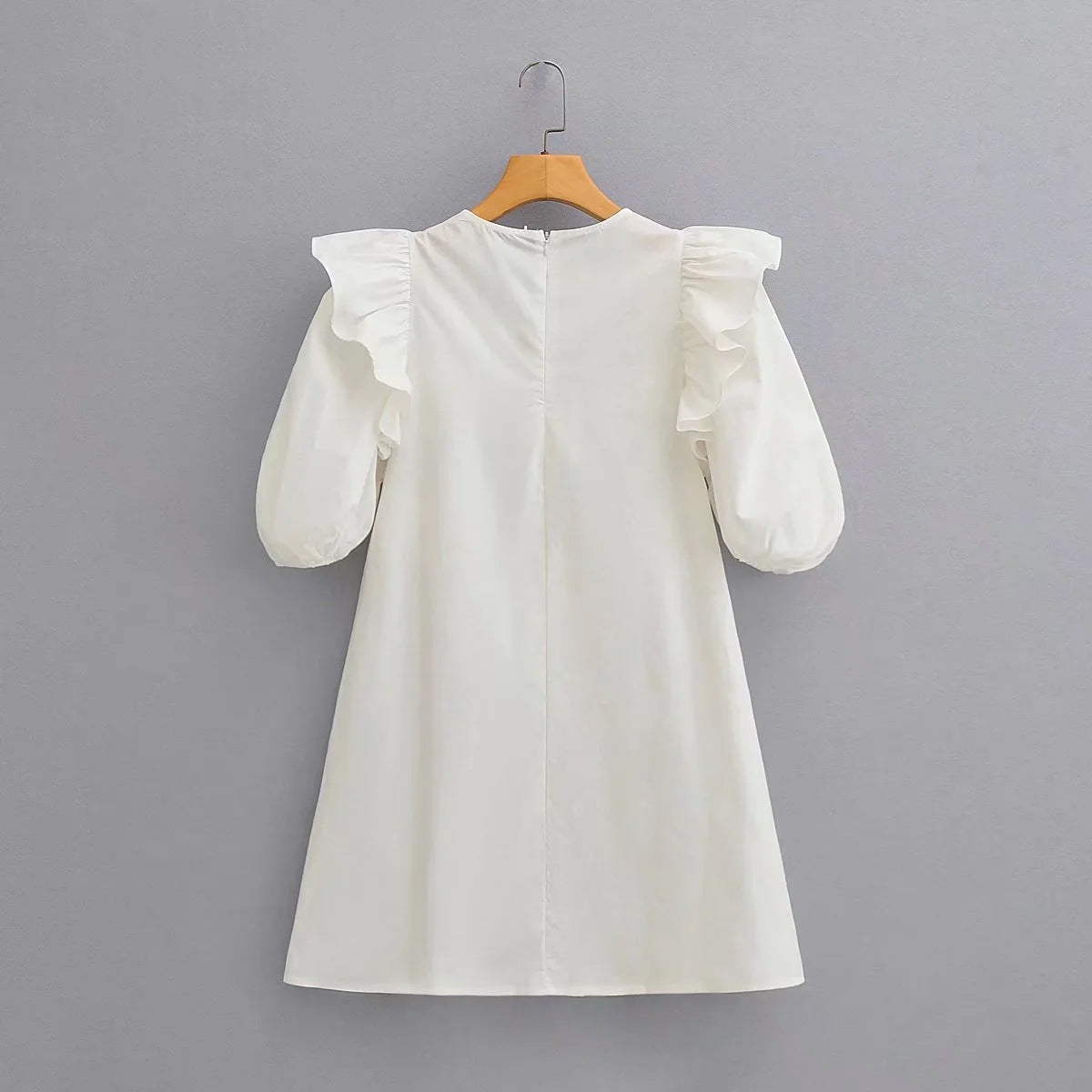 Kvinnors Klänning V-ringad Ruffles Andningsbart Tyg 4