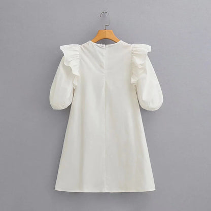 Kvinnors Klänning V-ringad Ruffles Andningsbart Tyg 4