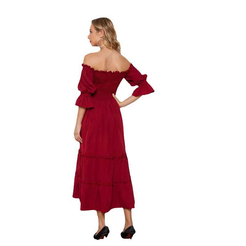 Kvinnors Lång Klänning A-Linjeformad Polyester-6