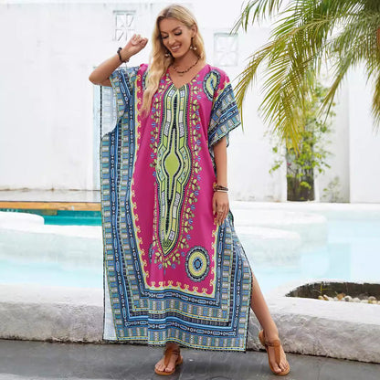 Dam Strandklänning Utsvängd V-Neck Polyester-3