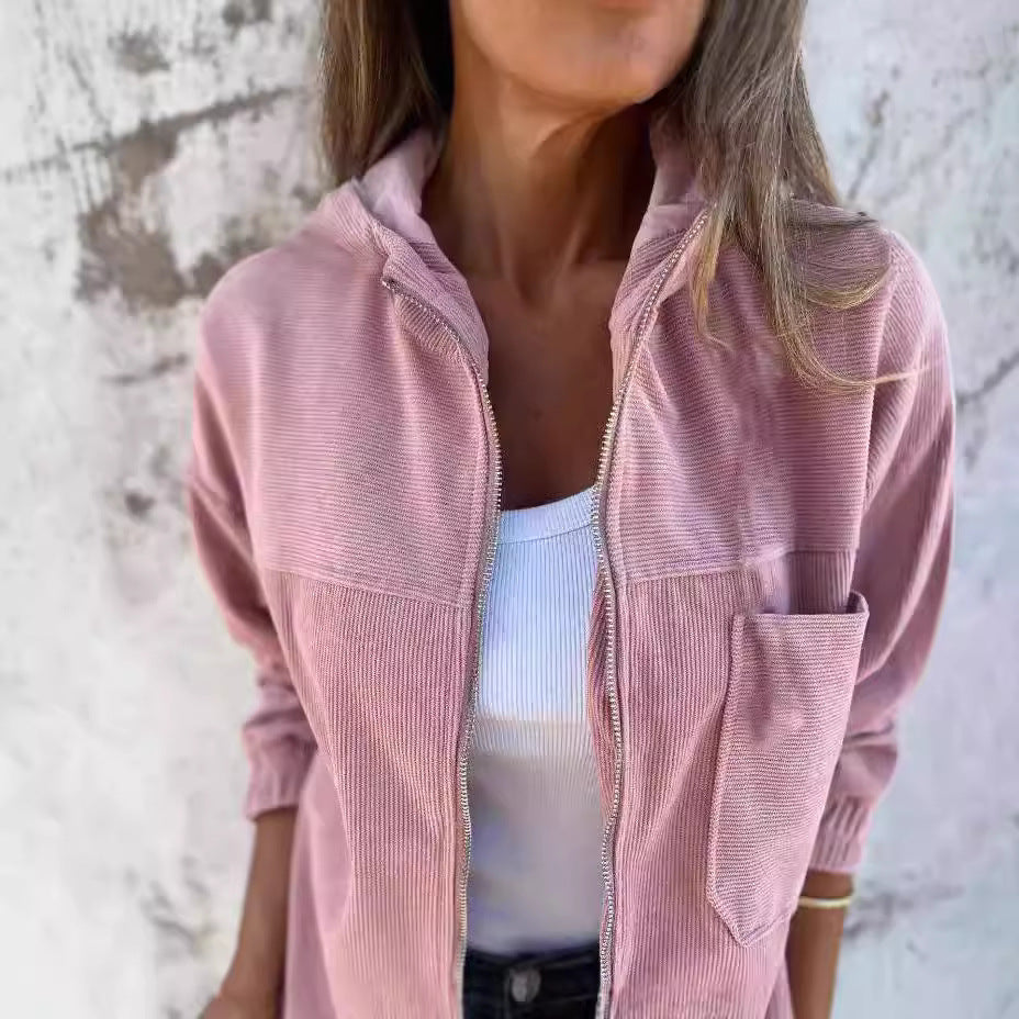 Dam Huvtröja Löst Passform Polyesterfiber Minimalistisk-4