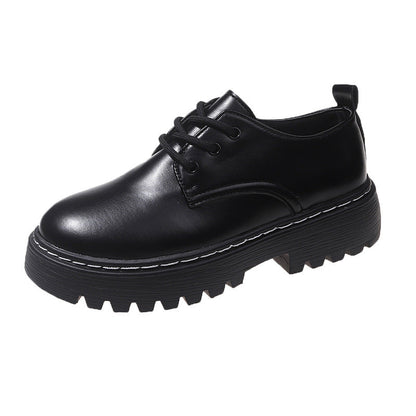 Kvinnliga Chunky Spetsskor Syntetiskt Läder Robust Sula Elegant Design 6