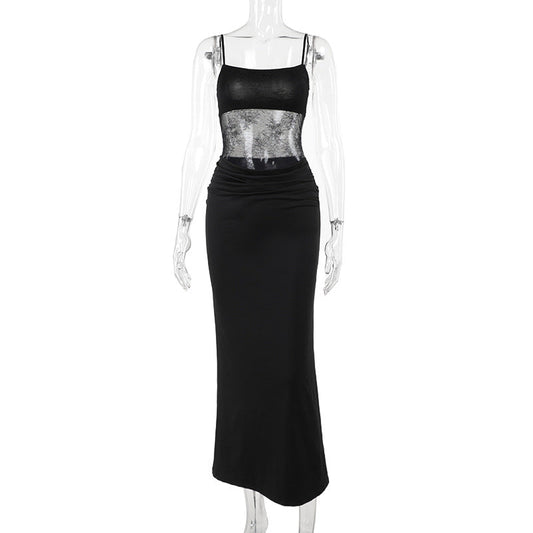 Kvinnors Klänning Draperad Transparent Detaljer Elastiskt Tyg 1