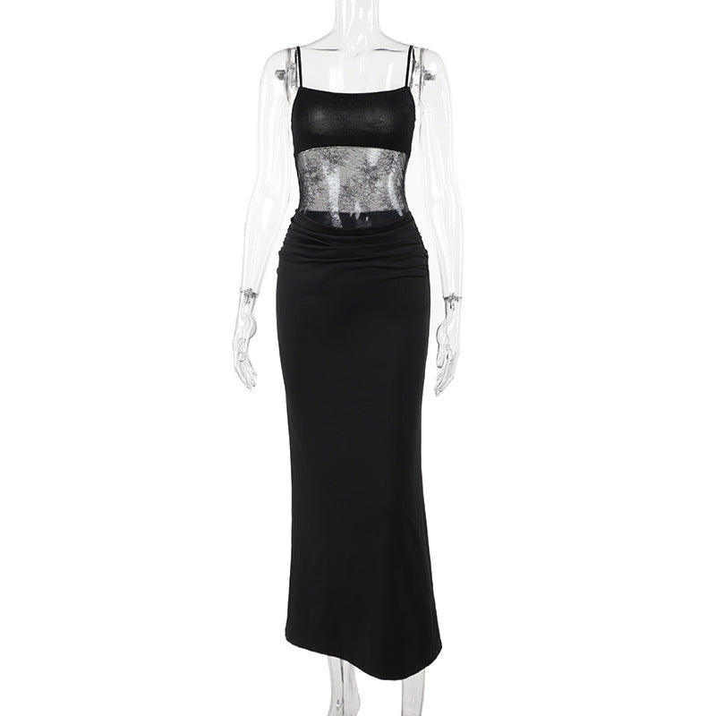 Kvinnors Klänning Draperad Transparent Detaljer Elastiskt Tyg 7