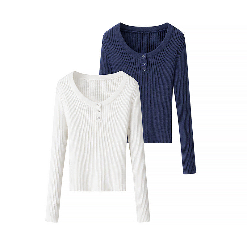 Dam Stickad Tröja Långärmad Medel Tjocklek Mjuk Akryl-2