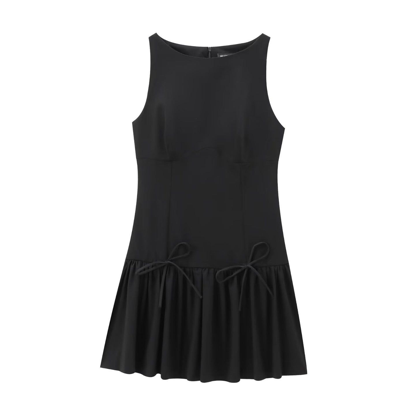 Fina Dam Klänningar A-Line Polyester Rund Halsringning-3