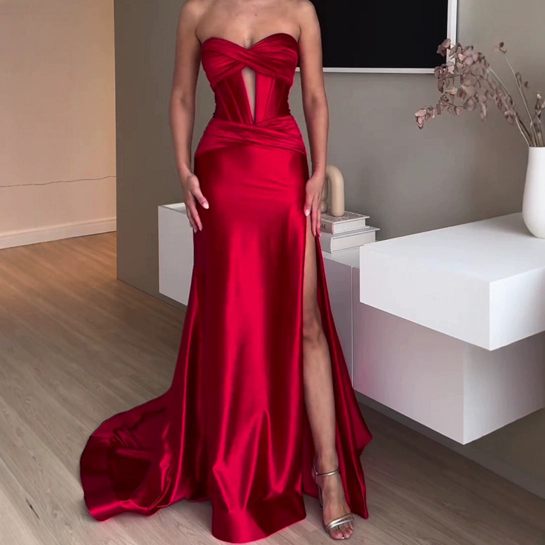 Brudtärna Klänning Lång Kjol Socialit Stil Polyester Spandex-4