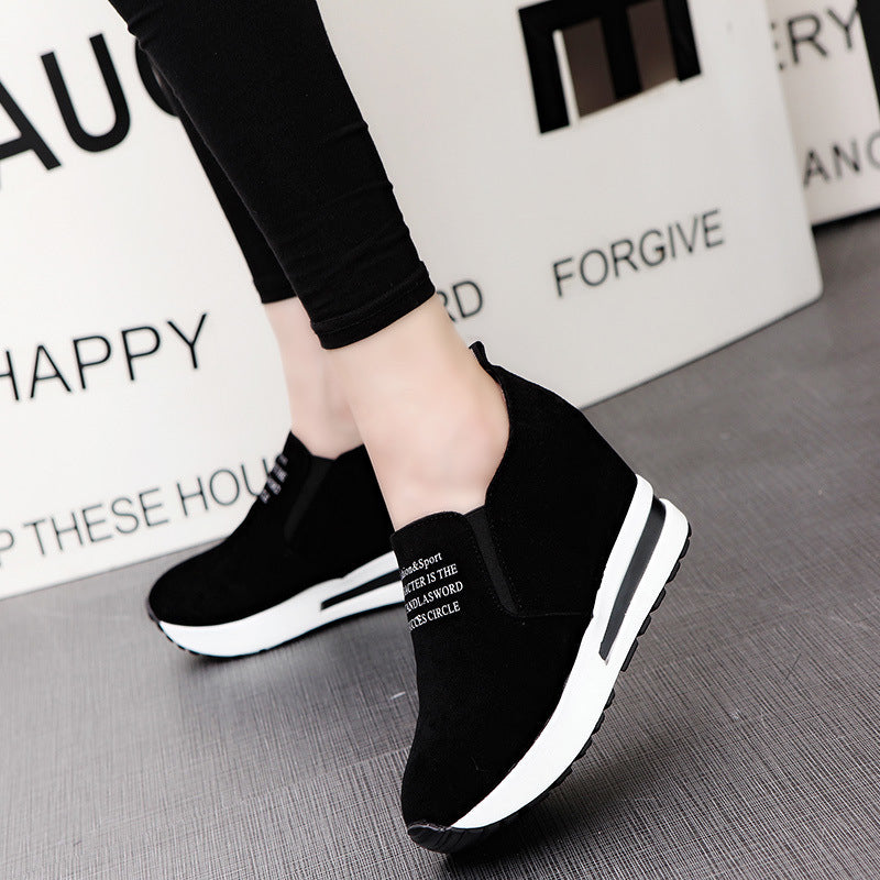 Kvinnliga Kilsneakers Slip-On Mocka med Kilklack-3