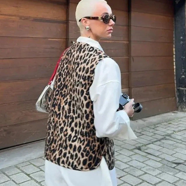 Väst Dam med Djurtryck och Bindande Bälte – Mjuk Tyg i Löst Snitt, Perfekt för Vardag och Fest 4